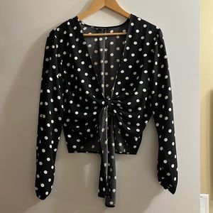 Dynamite Tie Front Polka Dot Top